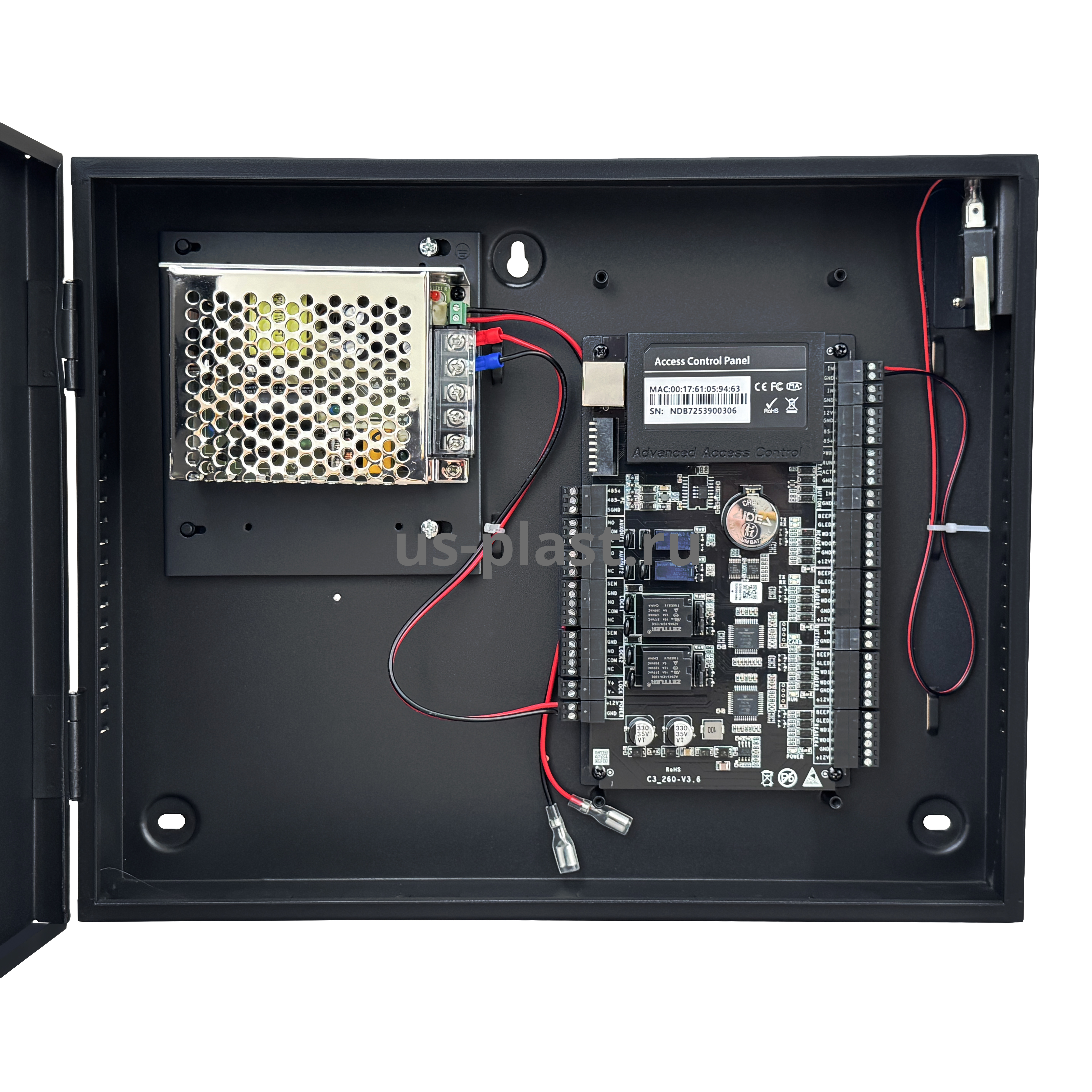 ZKTeco (TEMID) C3-200 Plus Package B, сетевой контроллер СКУД для двух дверей в монтажном боксе. Фото N2