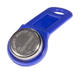 Ключ электронный Touch Memory TM1990A-F5 iButton (синий) с держателем, упаковка 100 шт