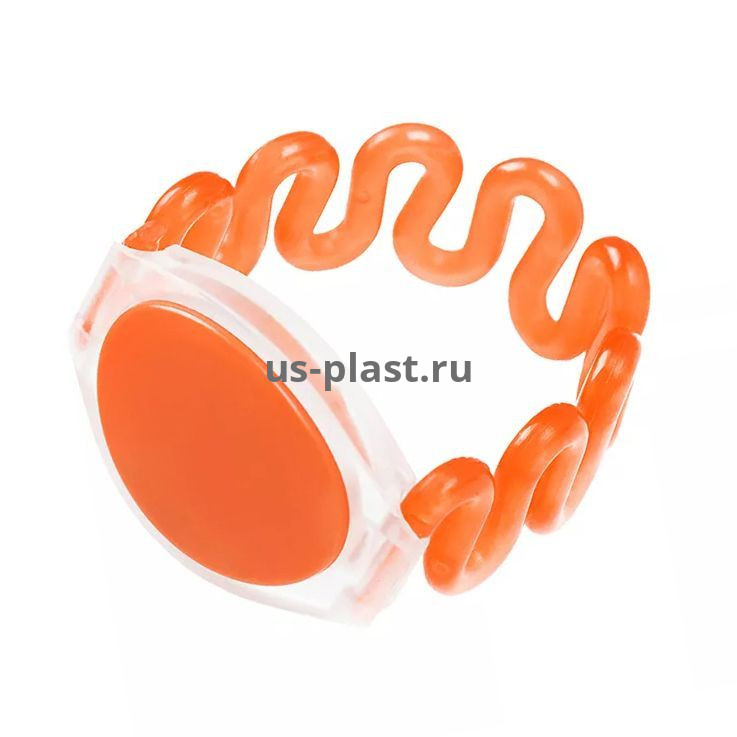Перезаписываемый RFID браслет T5577 (TEMIC) ОРАНЖЕВЫЙ, пружинный