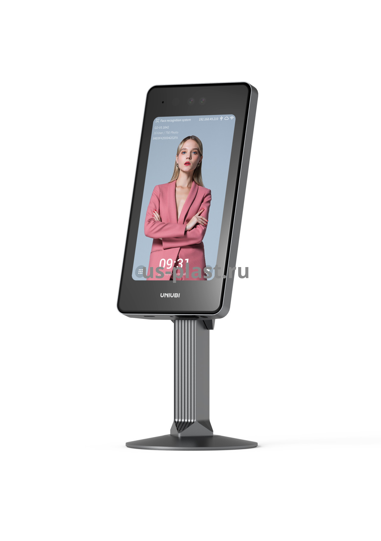 Uni-Ubi Uface 7T, биометрический терминал распознавания лиц с кронштейном на турникет