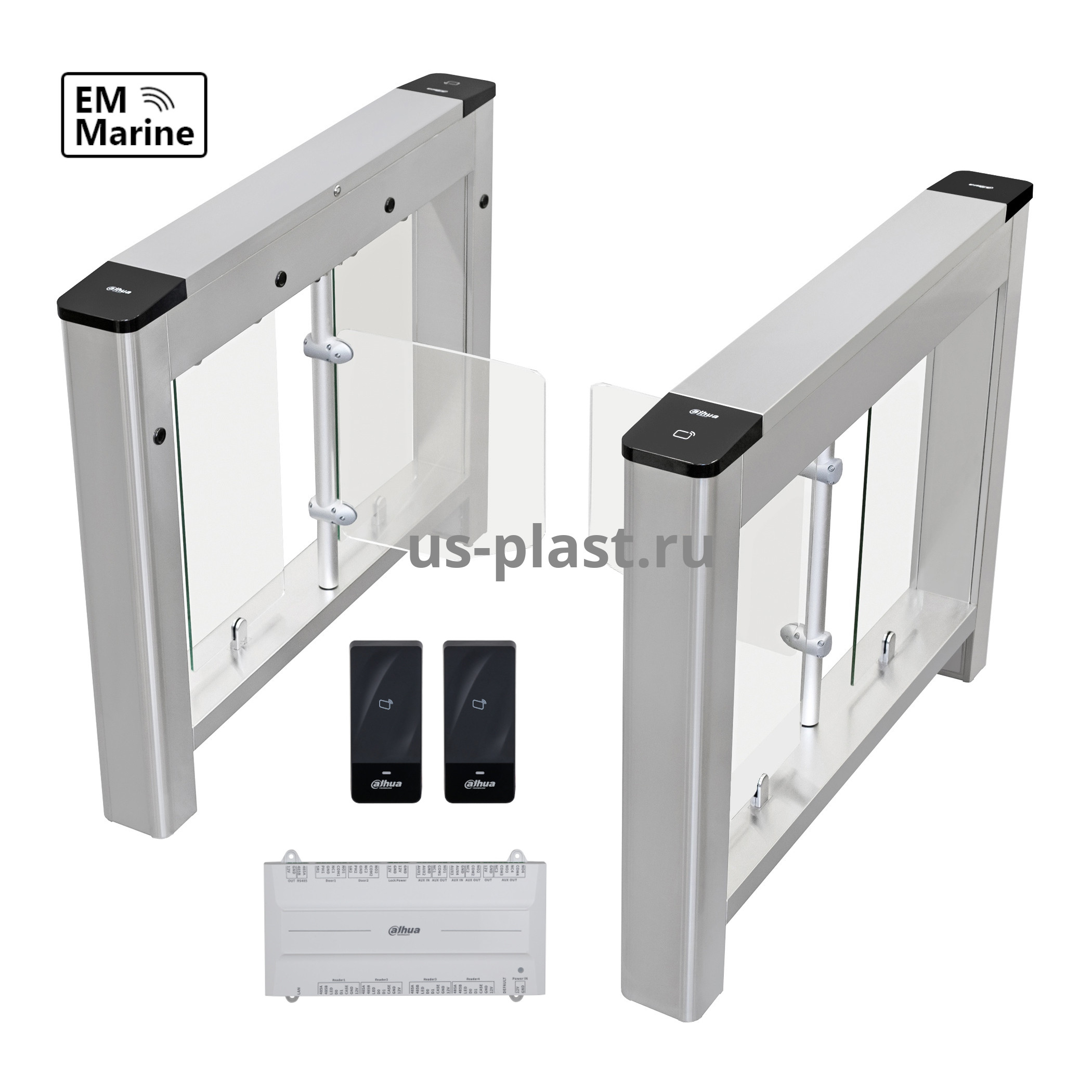 Dahua DHI-ASGB110K [EM] (900 мм) распашной турникет (электронная проходная) с контроллером и RFID считывателями EM-Marine