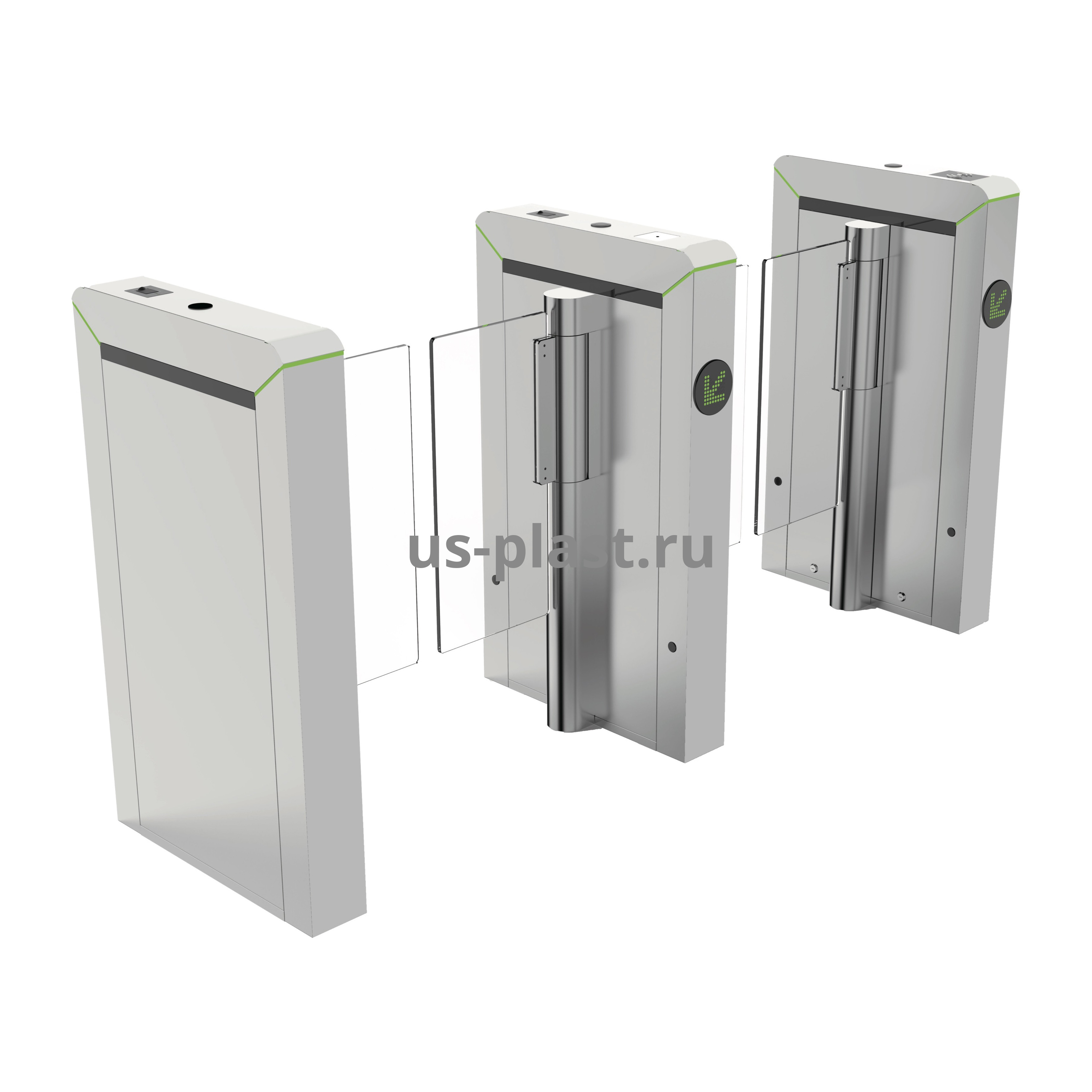 ZKTeco Mars-S121 [EM/MF] двухпроходной распашной турникет (электронная проходная) с контроллером и считывателями карт. Фото N2