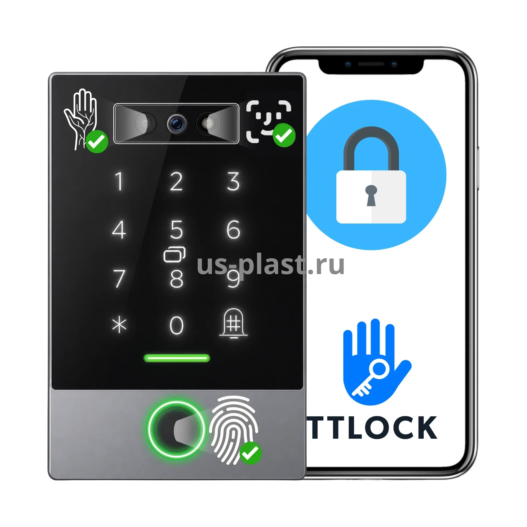TTLock K3D (Wi-Fi) биометрический контроллер доступа с распознаванием лиц, ладоней, отпечатков пальцев и карт Mifare. Фото N5