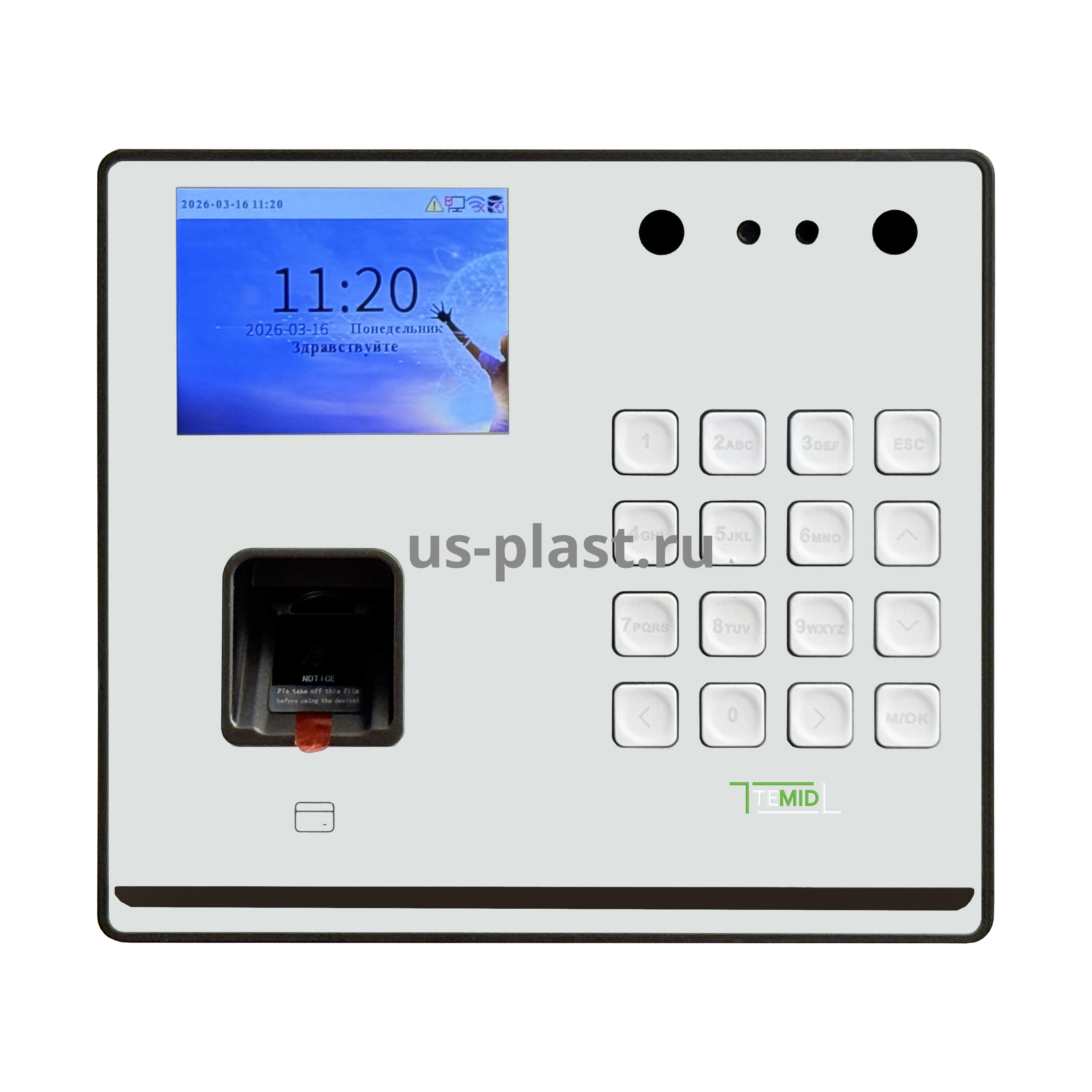 SenseFace M2F-LR [EM] [Wi-Fi] WHITE терминал учета рабочего времени с распознаванием лиц, отпечатков пальцев и карт доступа. Фото N2