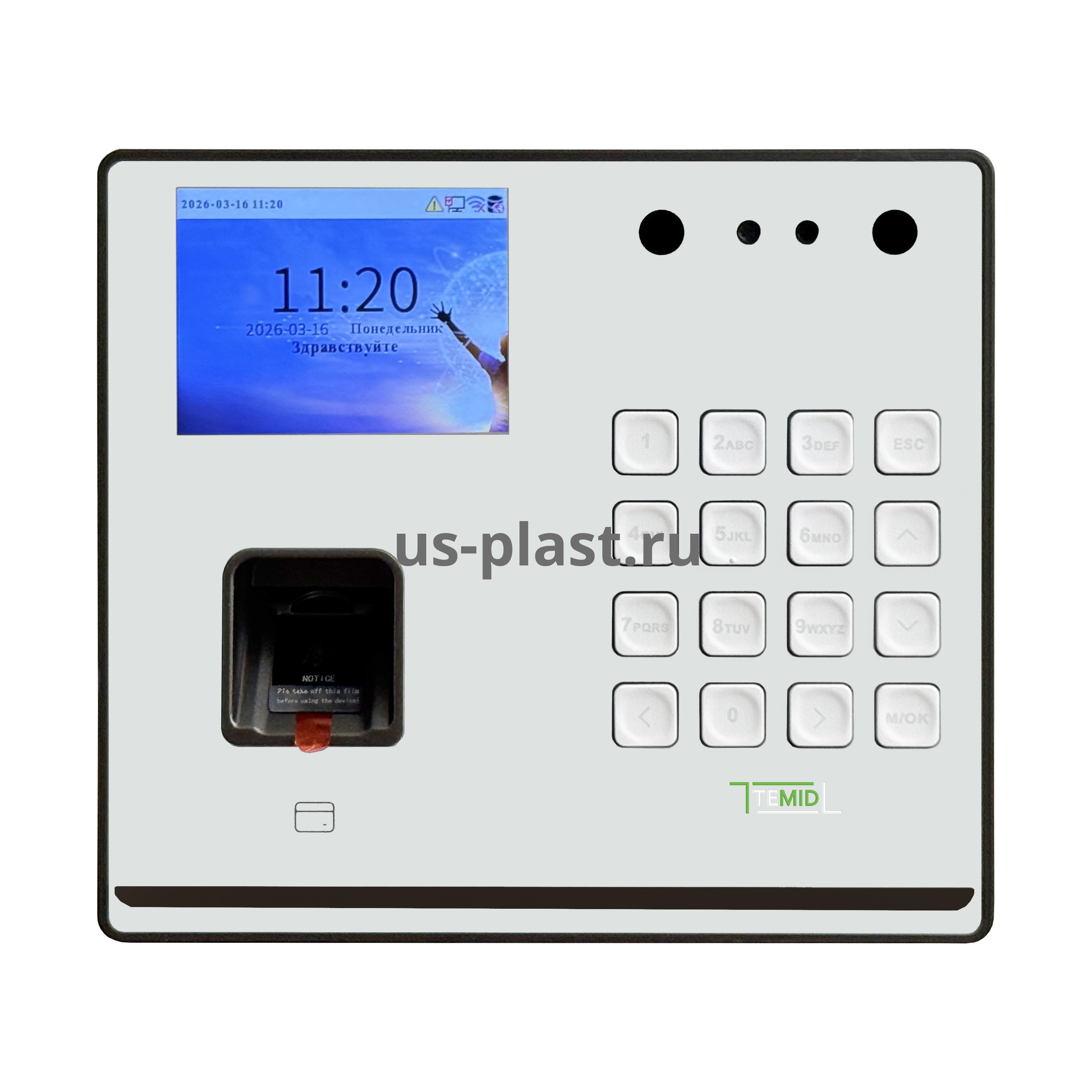 SenseFace M2F-LR [EM] [Wi-Fi] WHITE терминал учета рабочего времени с распознаванием лиц, отпечатков пальцев и карт доступа. Фото N2