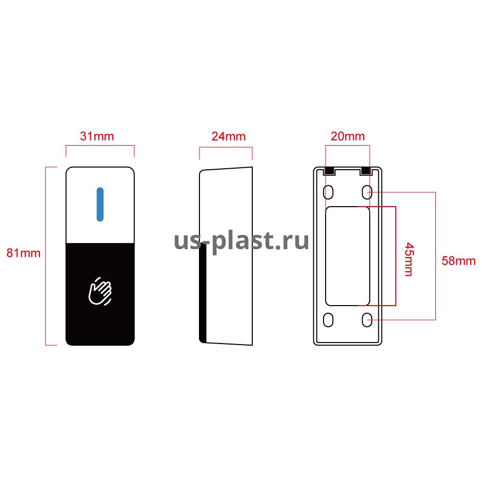 Бесконтактная металлическая кнопка выхода FORTEK T4NT. Фото N6