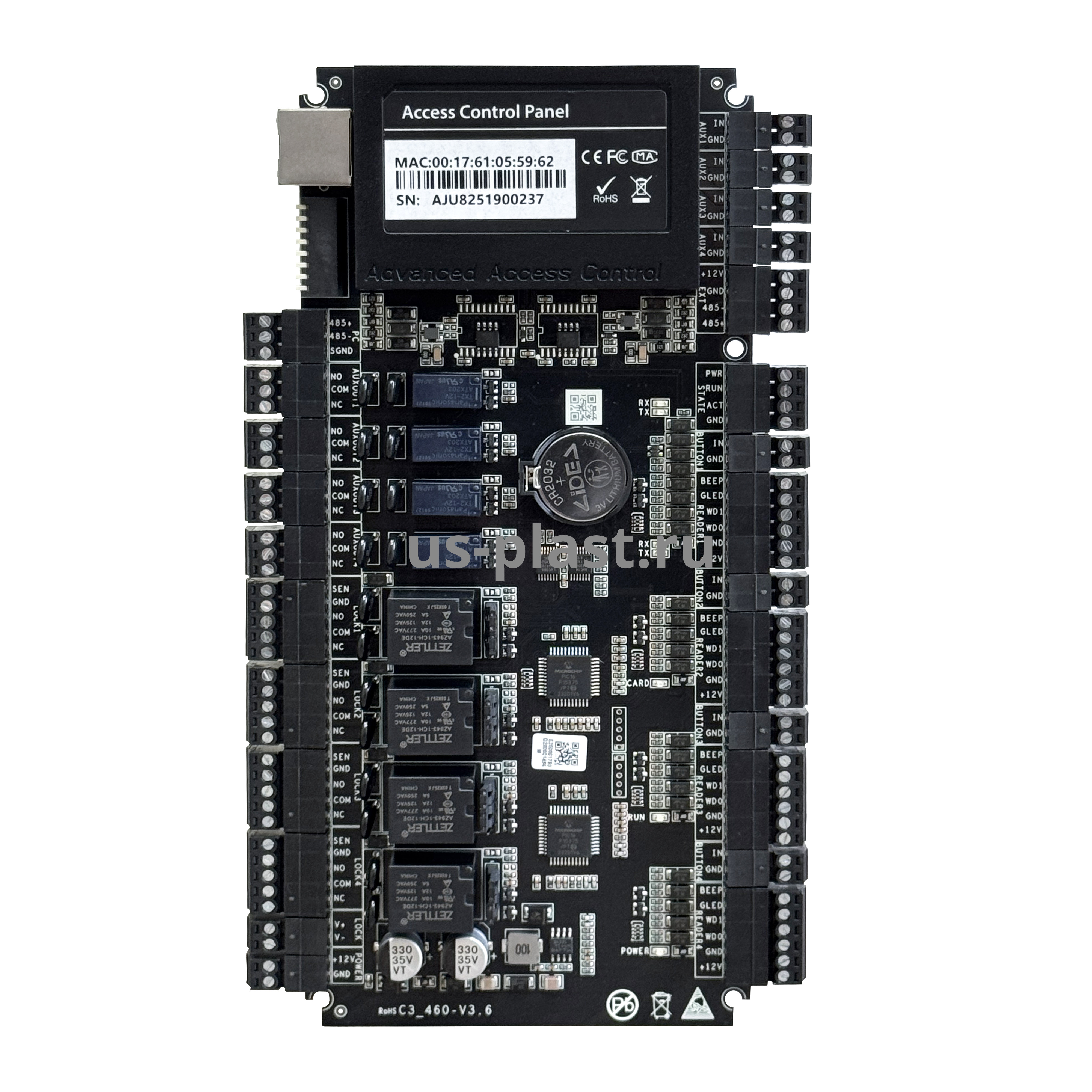 ZKTeco (TEMID) C3-400 Plus, сетевой контроллер СКУД для четырех дверей (односторонний доступ)