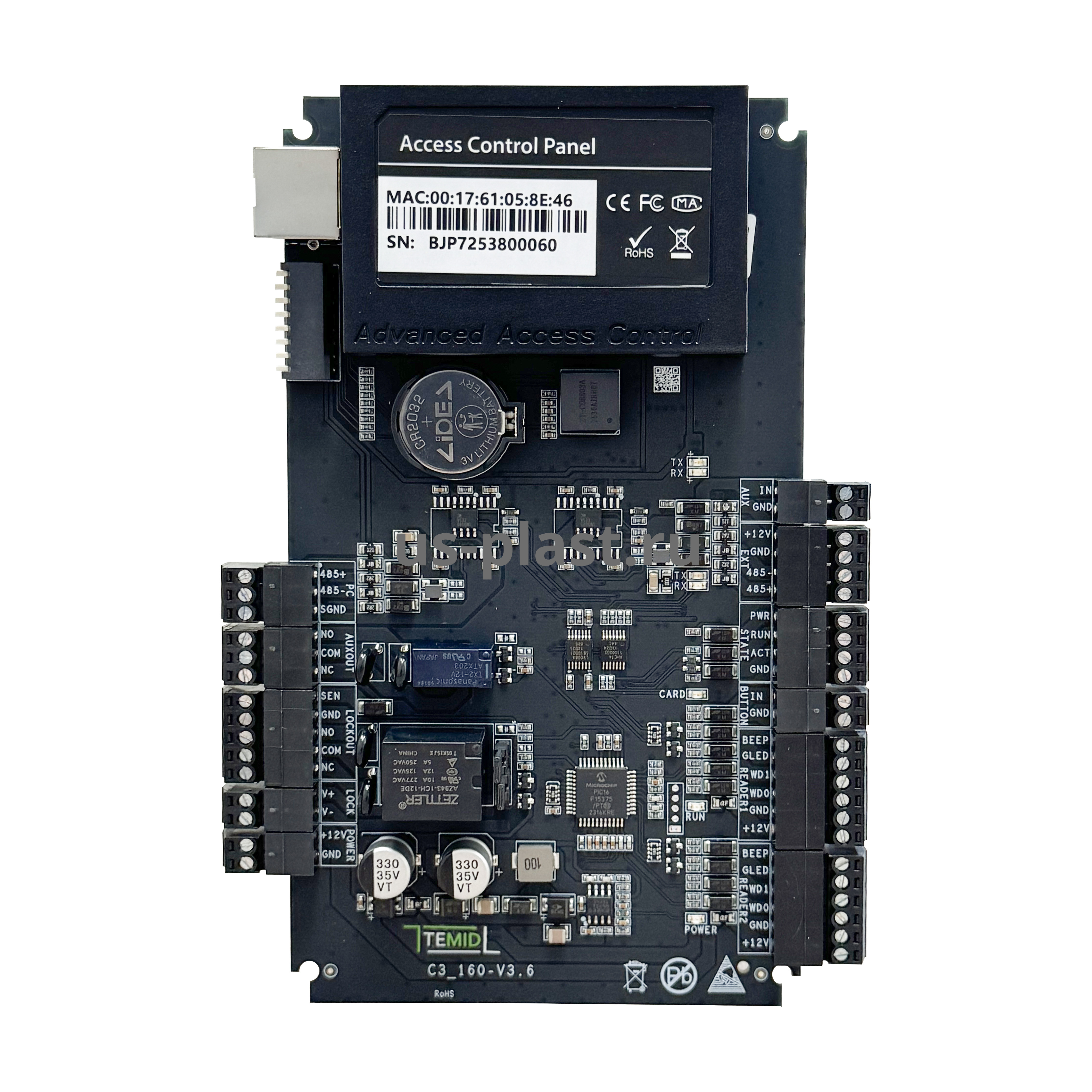 ZKTeco (TEMID) C3-400 Plus Package B, сетевой контроллер СКУД для двух дверей в монтажном боксе. Фото N8