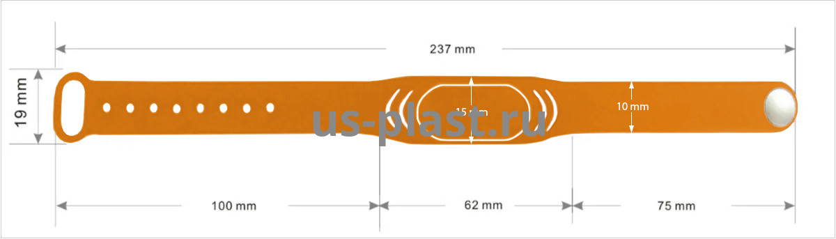 Силиконовый RFID браслет Mifare с застёжкой TC-Orange. Фото N3