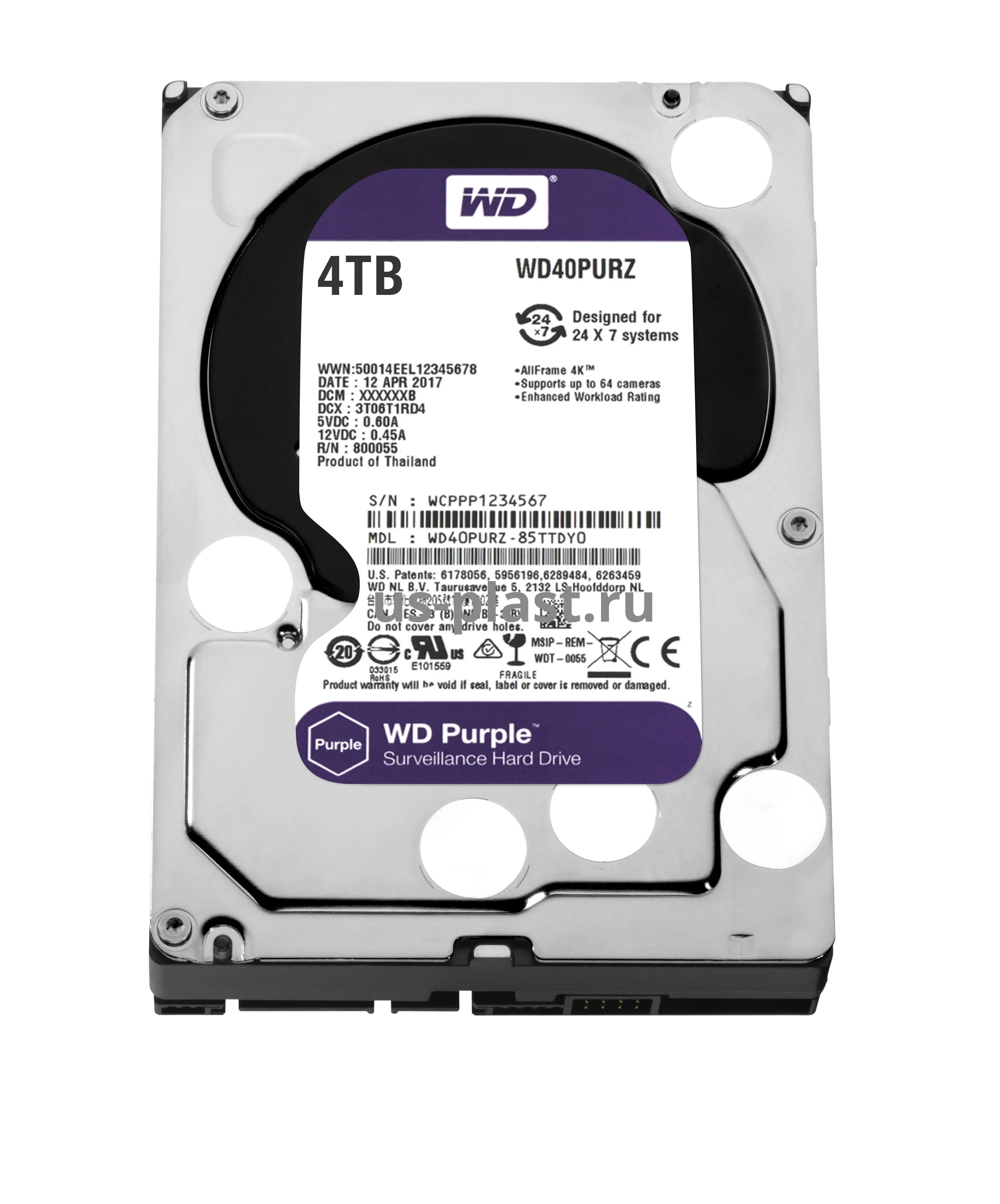 Купить Western Digital WD Purple 4 ТБ WD40PURZ по цене производителя |  US-PLAST