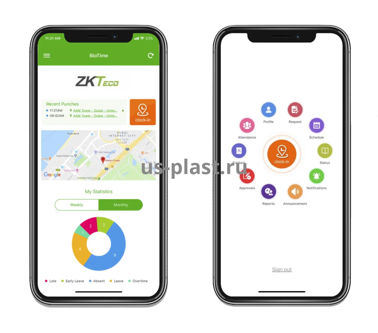 Купить ZKTeco BioTA 8.0 Mobile Basic (ZKBT-APP-P20) мобильное приложение  для учета рабочего времени у официального партнера US-PLAST