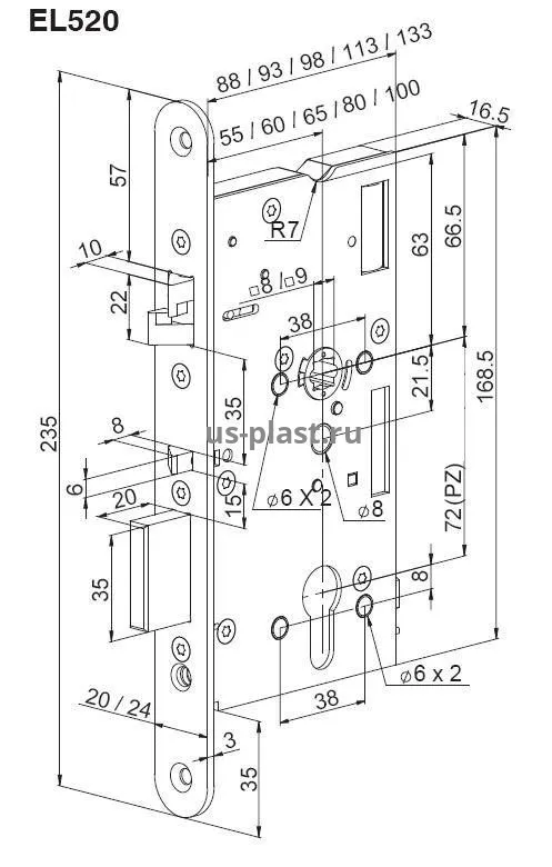 Электромеханический замок ABLOY EL 580 (BS50мм) с функцией антипаники